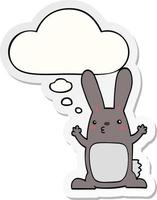 cartoon rabbit and thought bubble as a printed sticker vector