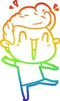 rainbow gradient line drawing cartoon excited man vector