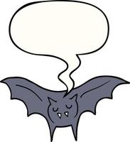 caricatura, murciélago vampiro, y, burbuja del discurso vector