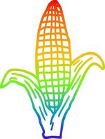 rainbow gradient line drawing cartoon corn on cob vector