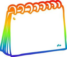 calendario en blanco de dibujos animados de dibujo de línea de gradiente de arco iris vector