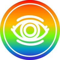 staring eye circular in rainbow spectrum vector