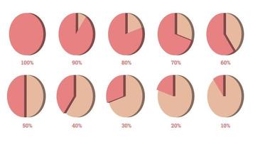 Pie chart percentage infographic vector illustration set.