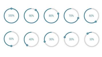 percentage infographics elements set in shape of thin line with small circle vector