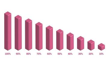 percentage infographics elements set in shape of 3d isometric bars vector