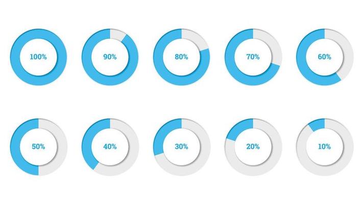 percentage infographics vector illustration in shape of flat circle ring