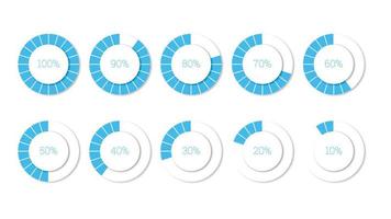 percentage infographics elements set in shape of slashed blue ring vector