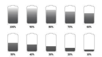 Percentage infographics elements set in shape of flat battery cell vector