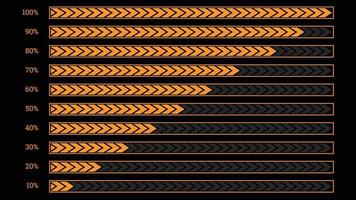 Modern percentage infographics object set in shape of orange slashed bar vector