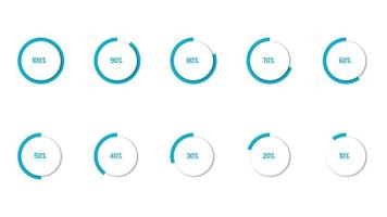 Percentage infographics elements set in shape of simple flat ring object vector