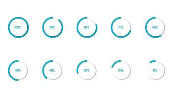 Percentage infographics elements set in shape of simple flat ring object vector