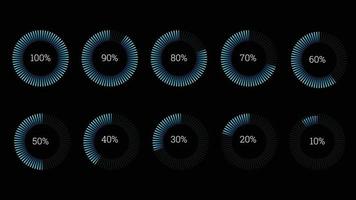 elementos infográficos porcentuales establecidos en forma de anillo de trazo de gradiente plano vector