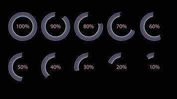 Modern percentage infographics object set in shape of stroke blend ring vector