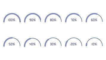 Percentage infographics elements set in shape of half circle vector