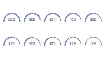 Percentage infographics elements set in shape of half circle vector