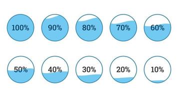 Modern percentage infographics object set in shape of flat blue loading circle vector