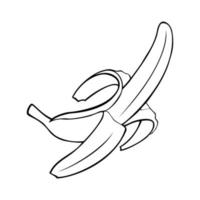 Peeled ripe banana, monochrome vector illustration on a white background