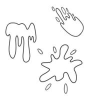 A set of different blots and brush strokes, vector monochrome illustration on a white background