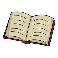 An old open book with abstract text, vector illustration in cartoon style on a white background