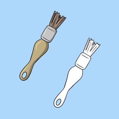A set of pictures, a wide brush, a drawing tool, a vector cartoon illustration on a colored background