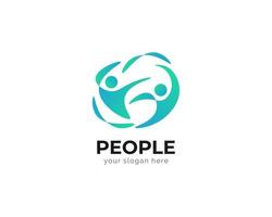 People Logo Design in Blue Gradient. Community Logo or Symbol. Teamwork, Group or Social Logo for Business Identity vector