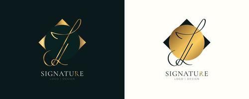 JL Initial Signature Logo Design with Elegant and Minimalist Handwriting Style. Initial J and L Logo Design for Wedding, Fashion, Jewelry, Boutique and Business Brand Identity vector