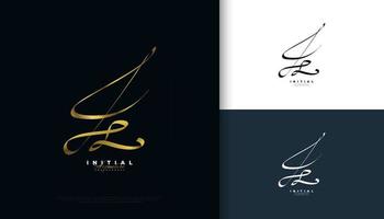 JS Initial Signature Logo Design with Elegant Gold Handwriting Style. Initial J and S Logo Design for Wedding, Fashion, Jewelry, Boutique and Business Brand Identity vector