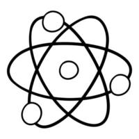 Monochrome picture, Simple atom diagram, vector illustration in cartoon style on a white background
