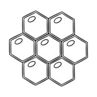 Monochrome picture, hexagonal honeycomb with honey, vector illustration in cartoon style on a white background