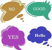 Vector illustration, colored speech bubbles. Online chat clouds with various words, comments, information, Web communication