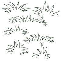 Green grass, hummocks, bushes. A set of design elements on a white background vector