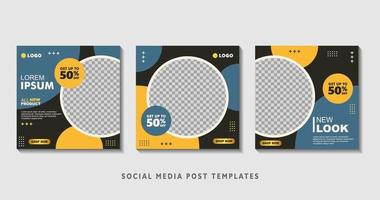 Set of editable square banner templates with photo collage. Suitable for Social Media Post and Online Advertising, Event, and etc. Vector Illustration.