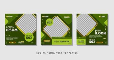 Set of editable square banner templates with photo collage. Suitable for Social Media Post and Online Advertising, Event, and etc. Vector Illustration.