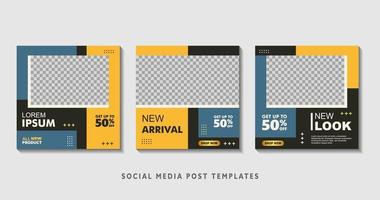 Set of editable square banner templates with photo collage. Suitable for Social Media Post and Online Advertising, Event, and etc. Vector Illustration.