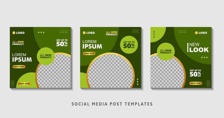 Set of editable square banner templates with photo collage. Suitable for Social Media Post and Online Advertising, Event, and etc. Vector Illustration.