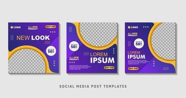 Set of editable square banner templates with photo collage. Suitable for Social Media Post and Online Advertising, Event, and etc. Vector Illustration.