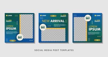 Set of editable square banner templates with photo collage. Suitable for Social Media Post and Online Advertising, Event, and etc. Vector Illustration.