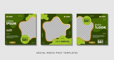 Set of editable square banner templates with photo collage. Suitable for Social Media Post and Online Advertising, Event, and etc. Vector Illustration.