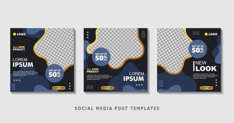 Set of editable square banner templates with photo collage. Suitable for Social Media Post and Online Advertising, Event, and etc. Vector Illustration.