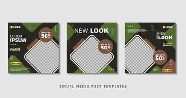 Set of editable square banner templates with photo collage. Suitable for Social Media Post and Online Advertising, Event, and etc. Vector Illustration.