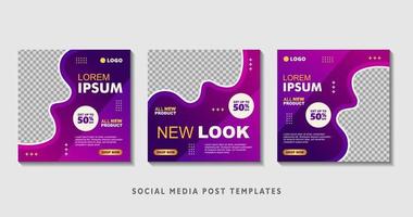 Set of editable square banner templates with photo collage. Suitable for Social Media Post and Online Advertising, Event, and etc. Vector Illustration.