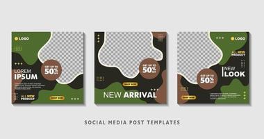 Set of editable square banner templates with photo collage. Suitable for Social Media Post and Online Advertising, Event, and etc. Vector Illustration.