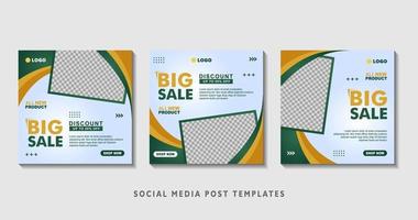 Set of editable square banner templates with photo collage. Suitable for Social Media Post and Online Advertising, Event, and etc. Vector Illustration.