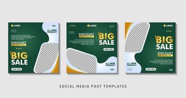 Set of editable square banner templates with photo collage. Suitable for Social Media Post and Online Advertising, Event, and etc. Vector Illustration.