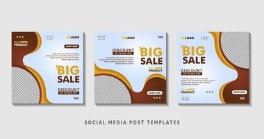 Set of editable square banner templates with photo collage. Suitable for Social Media Post and Online Advertising, Event, and etc. Vector Illustration.