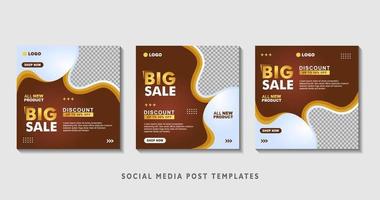 Set of editable square banner templates with photo collage. Suitable for Social Media Post and Online Advertising, Event, and etc. Vector Illustration.