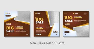 Set of editable square banner templates with photo collage. Suitable for Social Media Post and Online Advertising, Event, and etc. Vector Illustration.