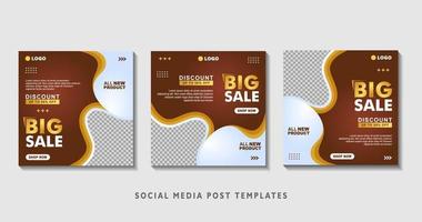 Set of editable square banner templates with photo collage. Suitable for Social Media Post and Online Advertising, Event, and etc. Vector Illustration.