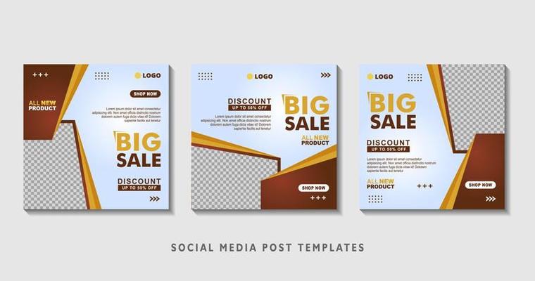 Set of editable square banner templates with photo collage. Suitable for Social Media Post and Online Advertising, Event, and etc. Vector Illustration.