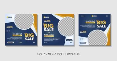 Set of editable square banner templates with photo collage. Suitable for Social Media Post and Online Advertising, Event, and etc. Vector Illustration.